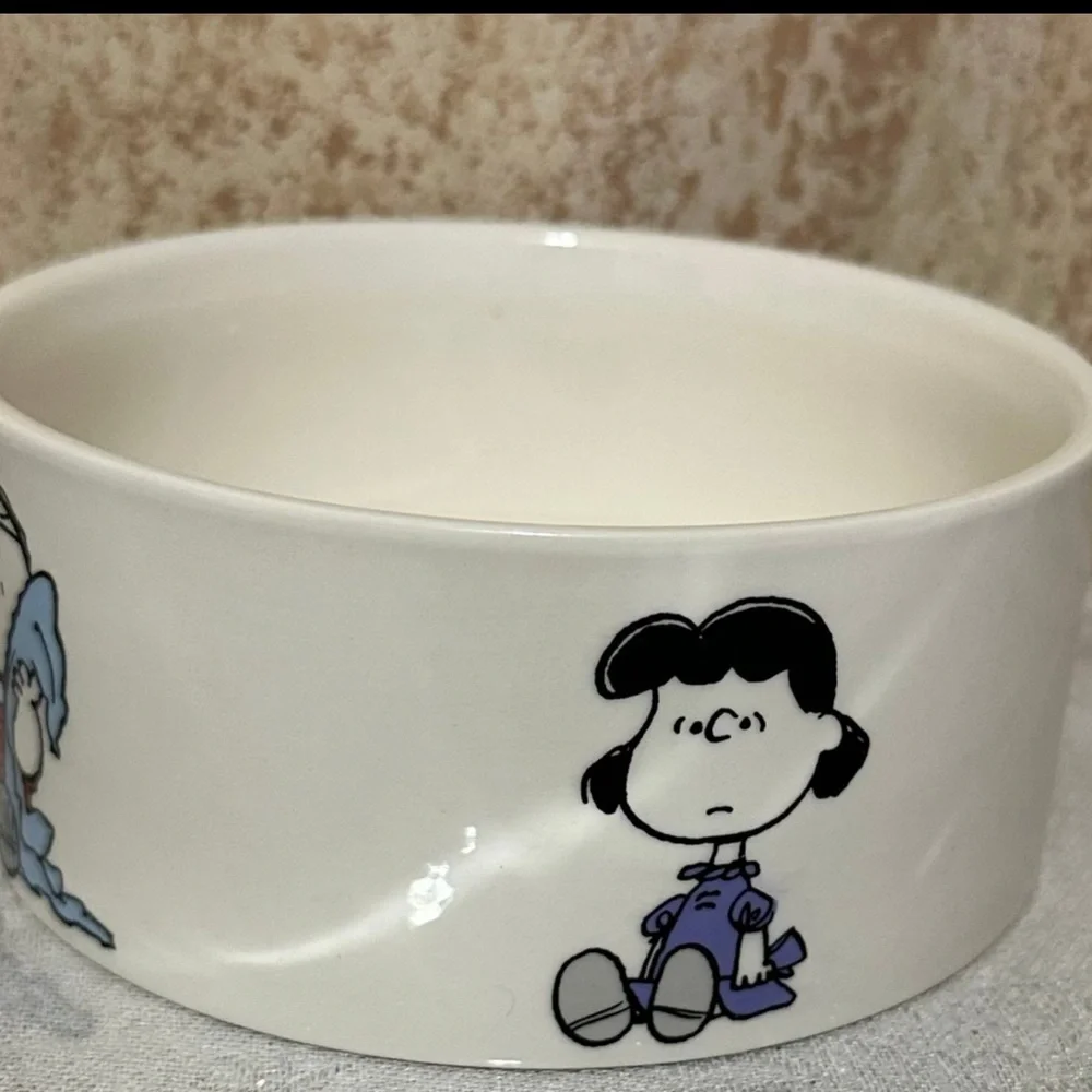 Peanuts White Ceramic Pet Bowls with Snoopy & Friends